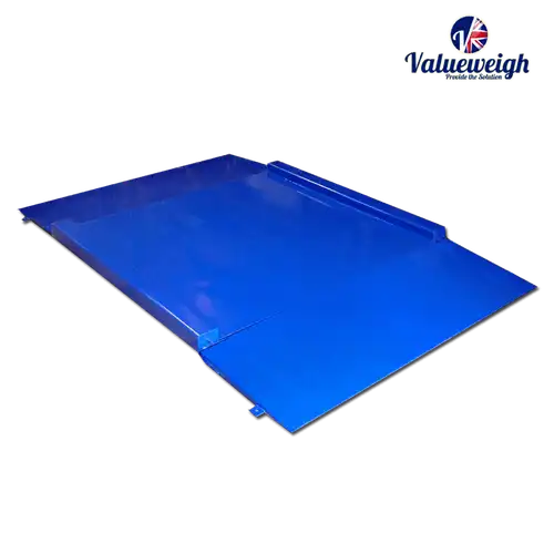 Platform weighing scale with guides for forklift truck